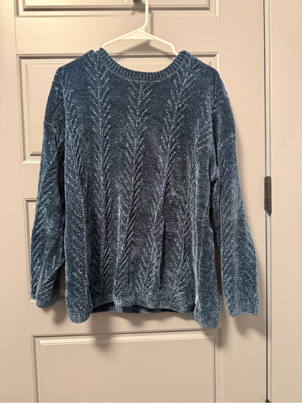 Orvis Blue Chenille Crewneck Sweater MEDIUM